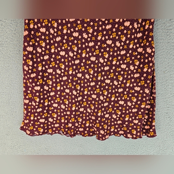 Free People IRL Mini Skirt Sz 6 Purple With Pink Flowers Side Zip Summer Days - Picture 4 of 12